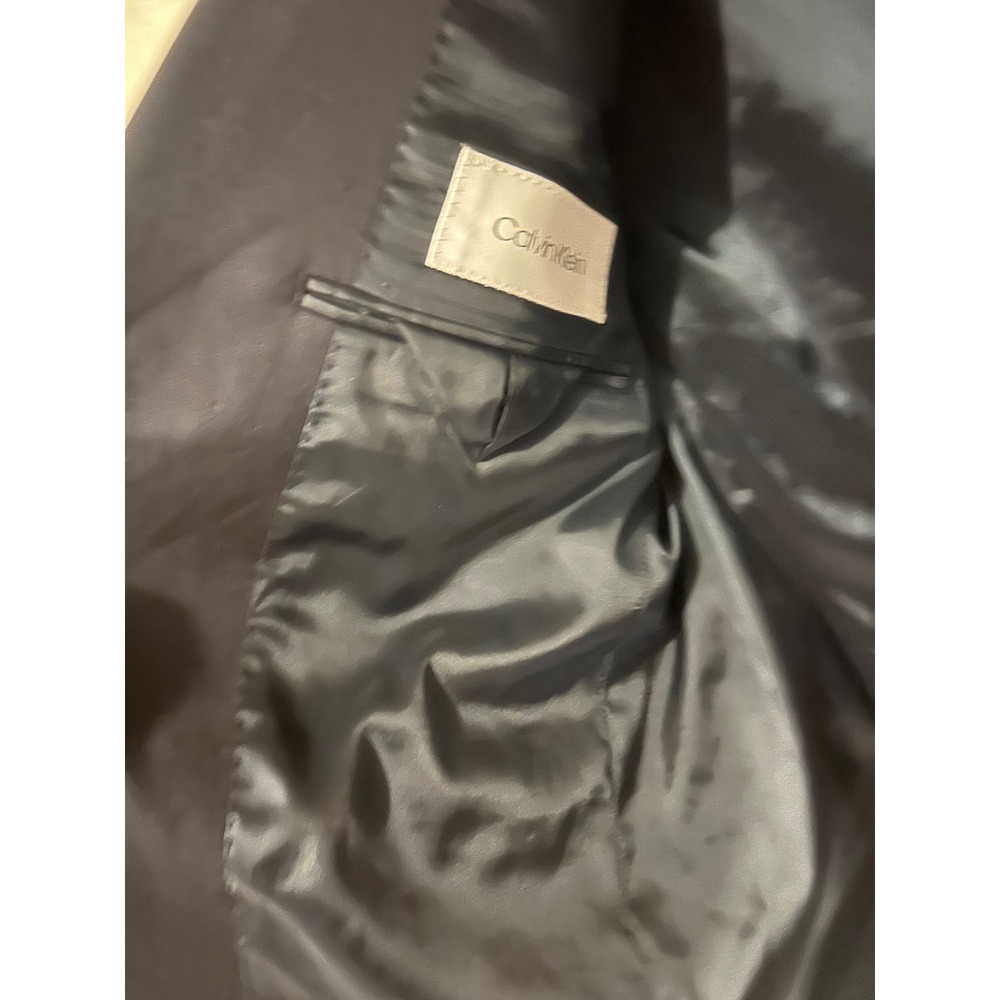 Calvin Klein Mens Navy Blue Wool Blend Stretch Two Button Blazer Sport Coat 40S - Picture 4 of 6